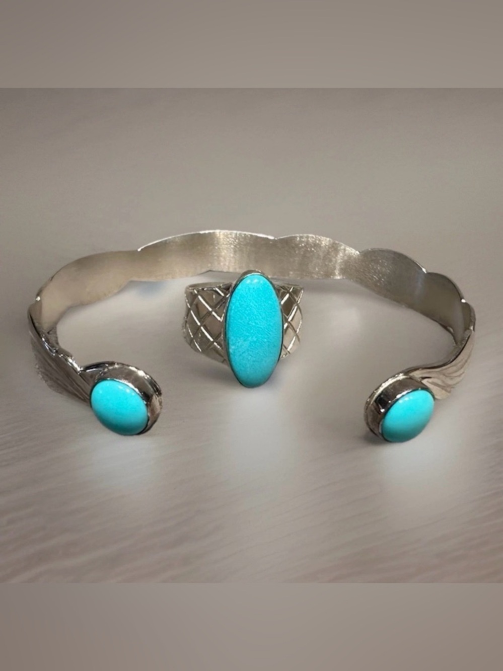Jay King Desert Rose Cuff And Ring Set Size 5.5